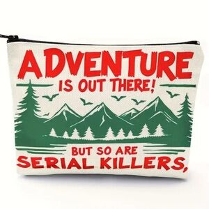 Adventure Graphic Cosmetic Bag - Red and Green